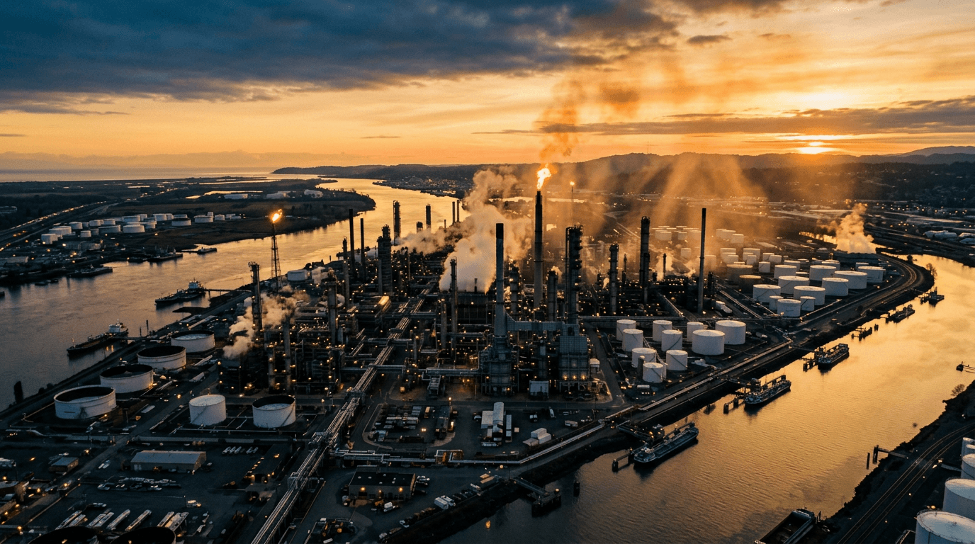 Aerial view of oil refinery